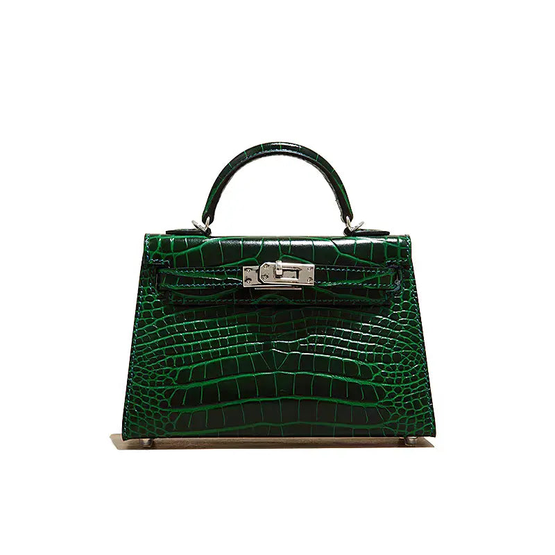 High-end crocodile pattern top layer cowhide shoulder crossbody handbag FairWonder