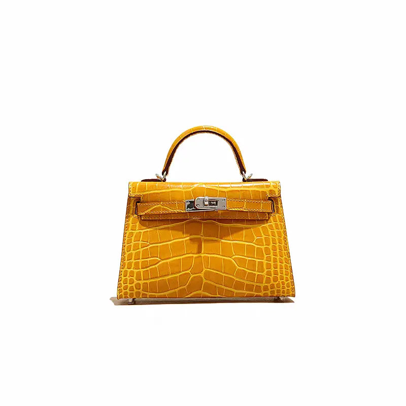 High-end crocodile pattern top layer cowhide shoulder crossbody handbag FairWonder