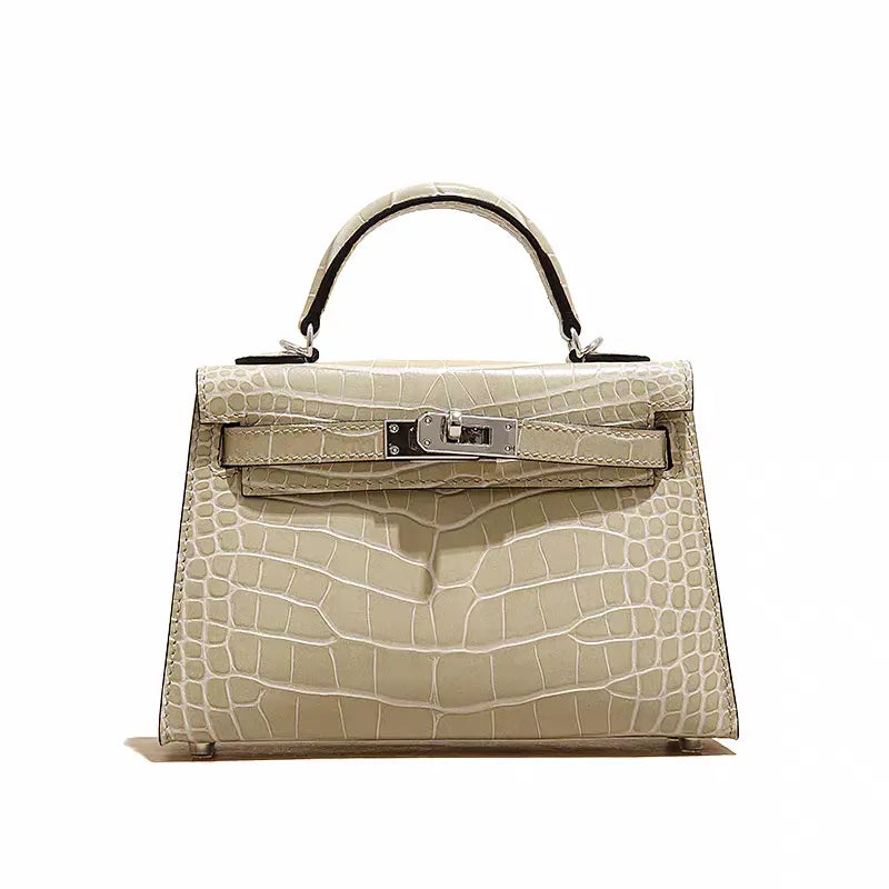 High-end crocodile pattern top layer cowhide shoulder crossbody handbag FairWonder