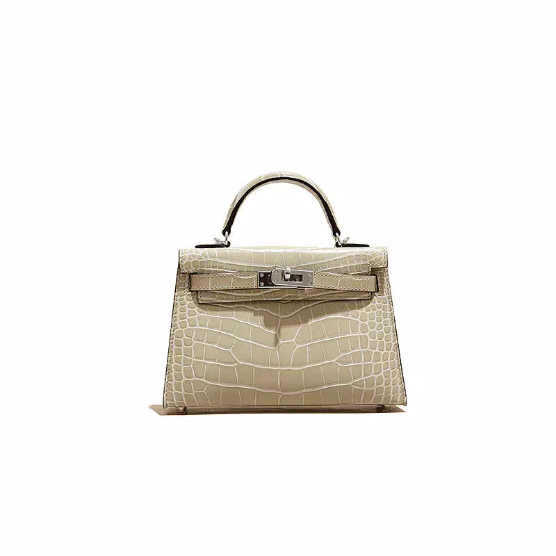 High-end crocodile pattern top layer cowhide shoulder crossbody handbag FairWonder