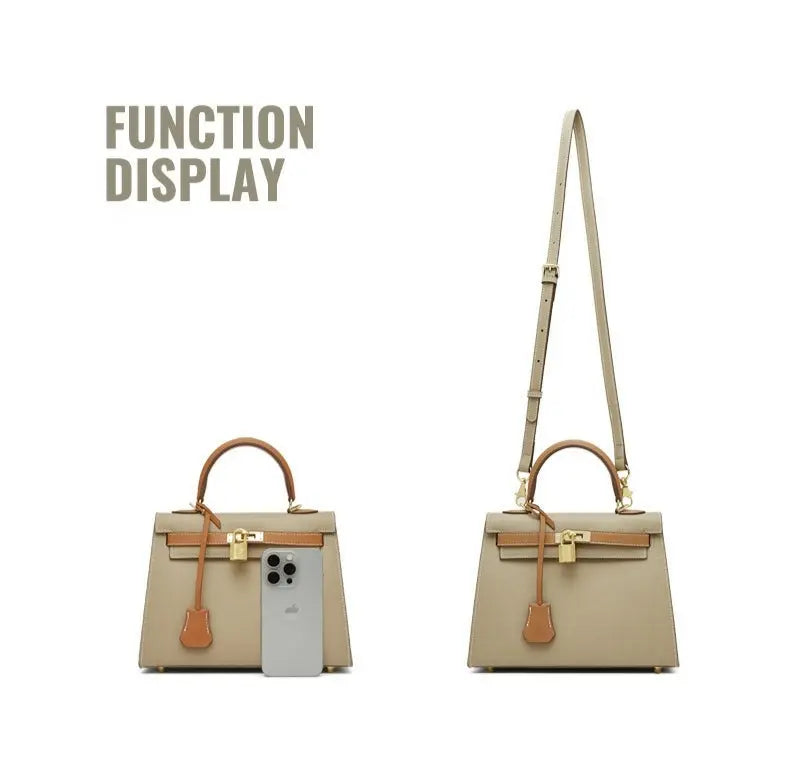 Large capacity platinum retro fashion handbag Kelly contrast color bag, one shoulder diagonal versatile handbag FairWonder