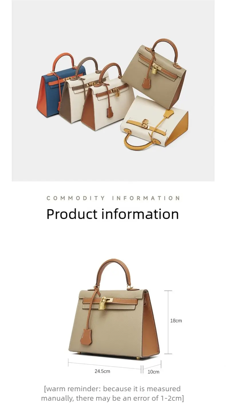 Large capacity platinum retro fashion handbag Kelly contrast color bag, one shoulder diagonal versatile handbag FairWonder