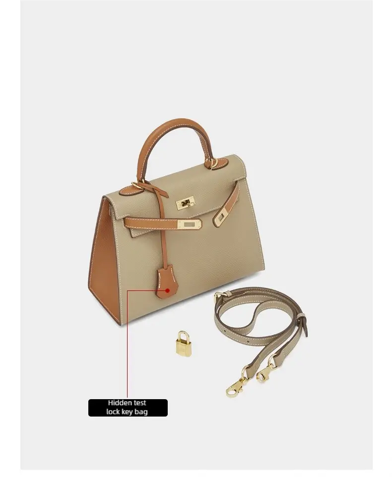 Large capacity platinum retro fashion handbag Kelly contrast color bag, one shoulder diagonal versatile handbag FairWonder