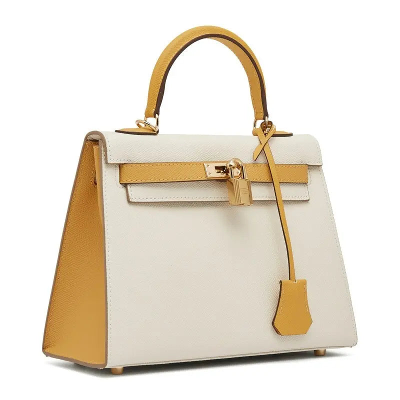 Large capacity platinum retro fashion handbag Kelly contrast color bag, one shoulder diagonal versatile handbag FairWonder