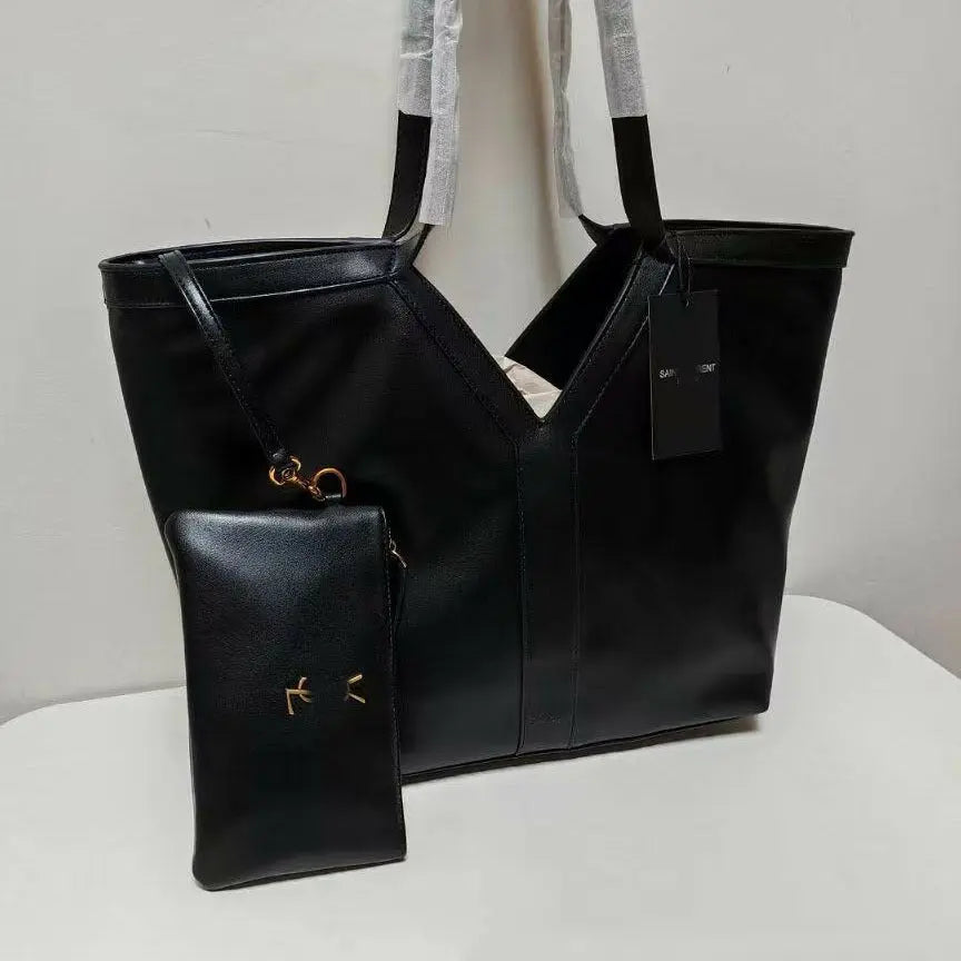Light luxury Y-shaped soft leather large capacity tote bag, lazy style, fashionable commuter bag under the armpit FairWonder