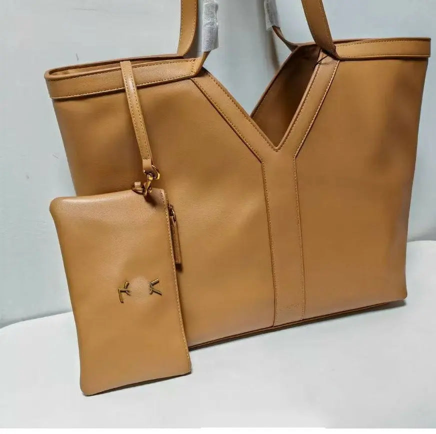 Light luxury Y-shaped soft leather large capacity tote bag, lazy style, fashionable commuter bag under the armpit FairWonder