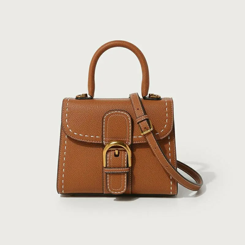 New Delvo horseshoe buckle wax line versatile shoulder crossbody retro high-end women's bag FairWonder