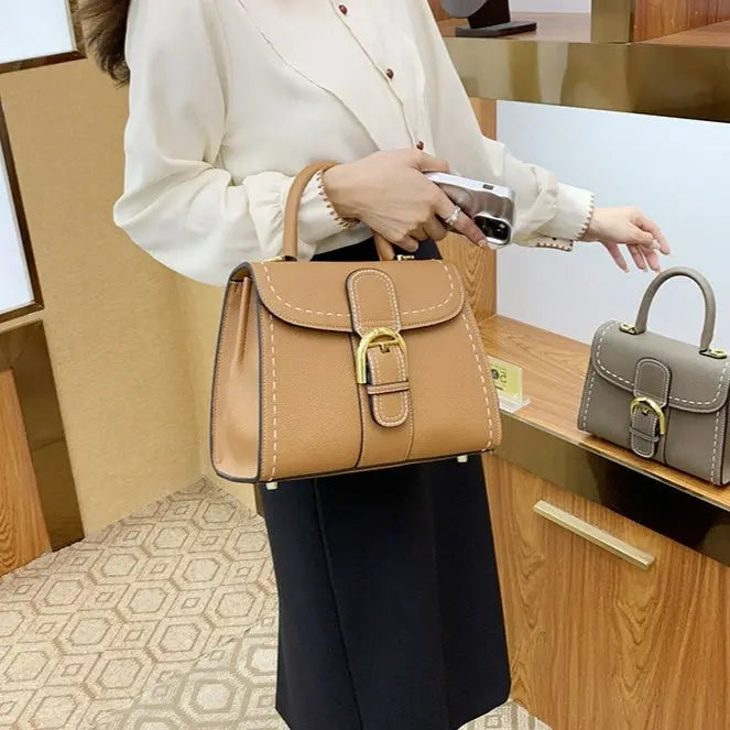 New Delvo horseshoe buckle wax line versatile shoulder crossbody retro high-end women's bag FairWonder