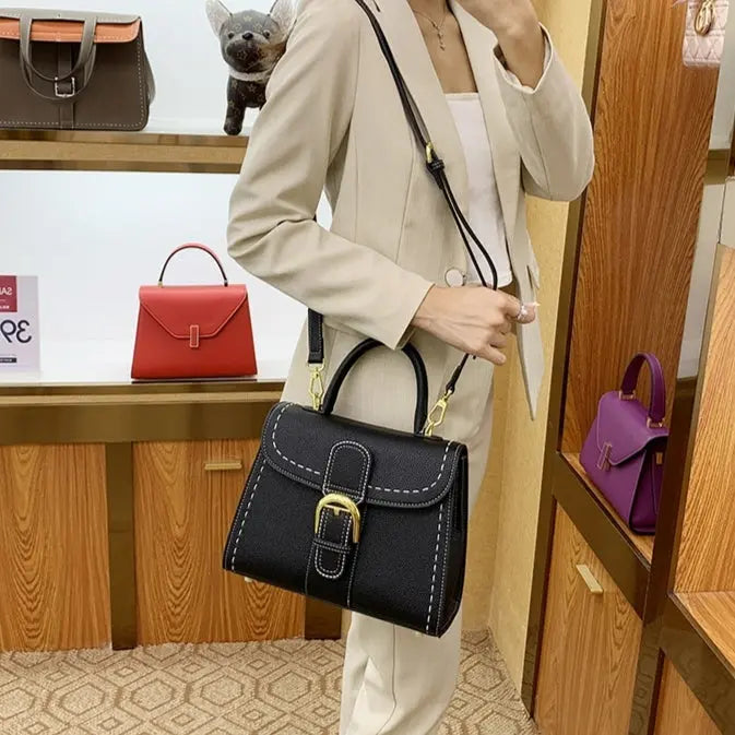 New Delvo horseshoe buckle wax line versatile shoulder crossbody retro high-end women's bag FairWonder