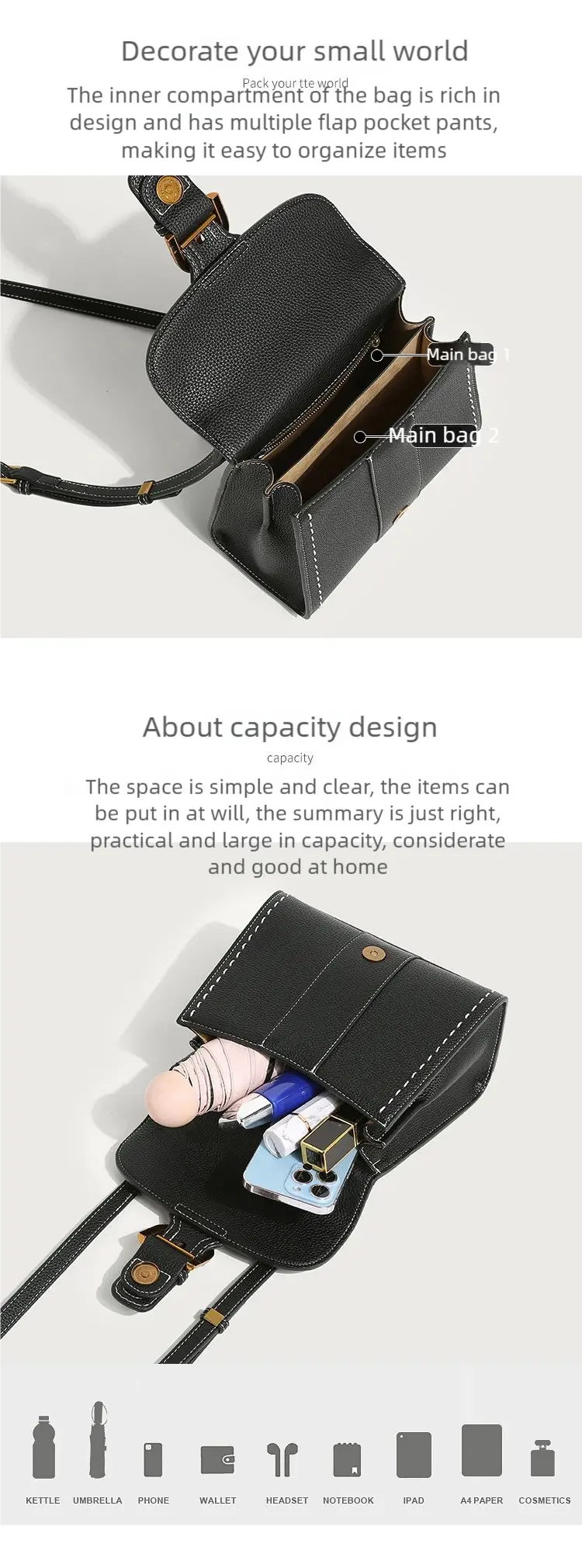 New Delvo horseshoe buckle wax line versatile shoulder crossbody retro high-end women's bag FairWonder