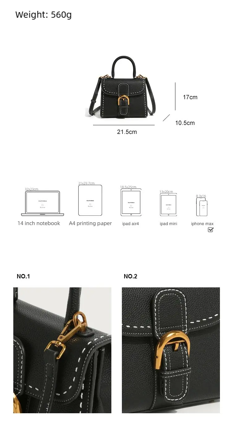 New Delvo horseshoe buckle wax line versatile shoulder crossbody retro high-end women's bag FairWonder