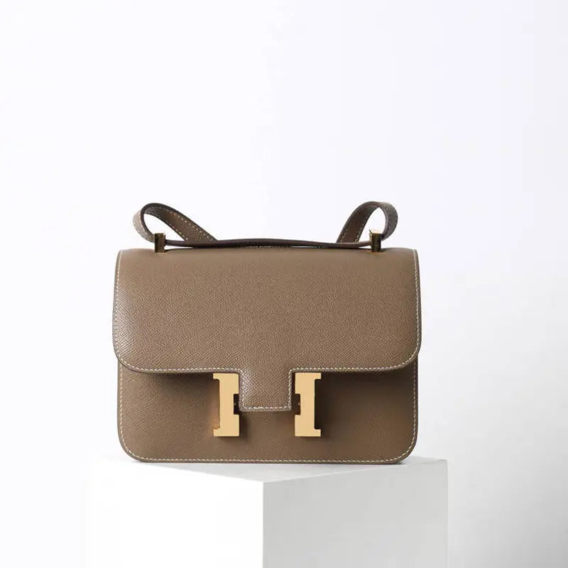 Palm pattern cowhide crocodile leather H buckle small square bag fashionable and versatile one-shoulder crossbody stewardess bag FairWonder