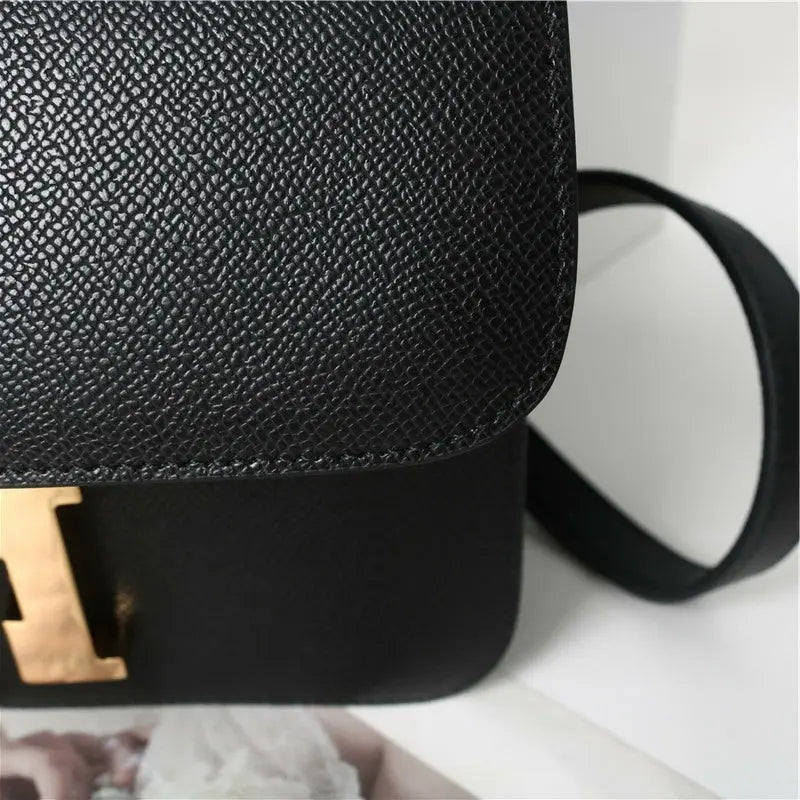 Palm pattern cowhide crocodile leather H buckle small square bag fashionable and versatile one-shoulder crossbody stewardess bag FairWonder