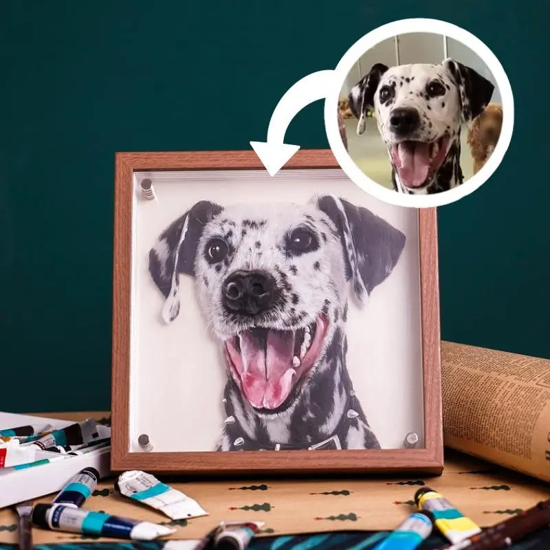 FairWonder Custom 3D Glass Painting Pet Painting Cat/Dog Portrait Art Suitable For All Animals/Pet +Human Portrait Christmas Gift @3dartistlinda