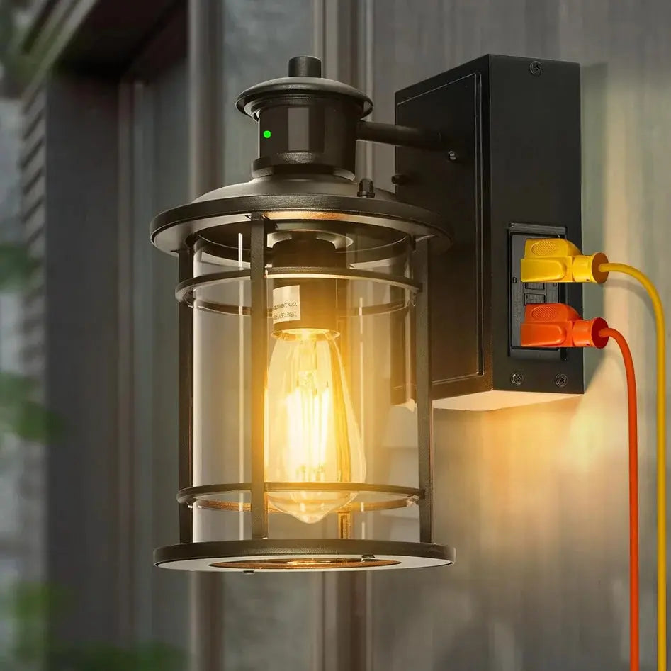 Porch Lights with GFCI Outlet, Dusk to Dawn Motion Sensor Outdoor Wall Lights @3dartistlinda