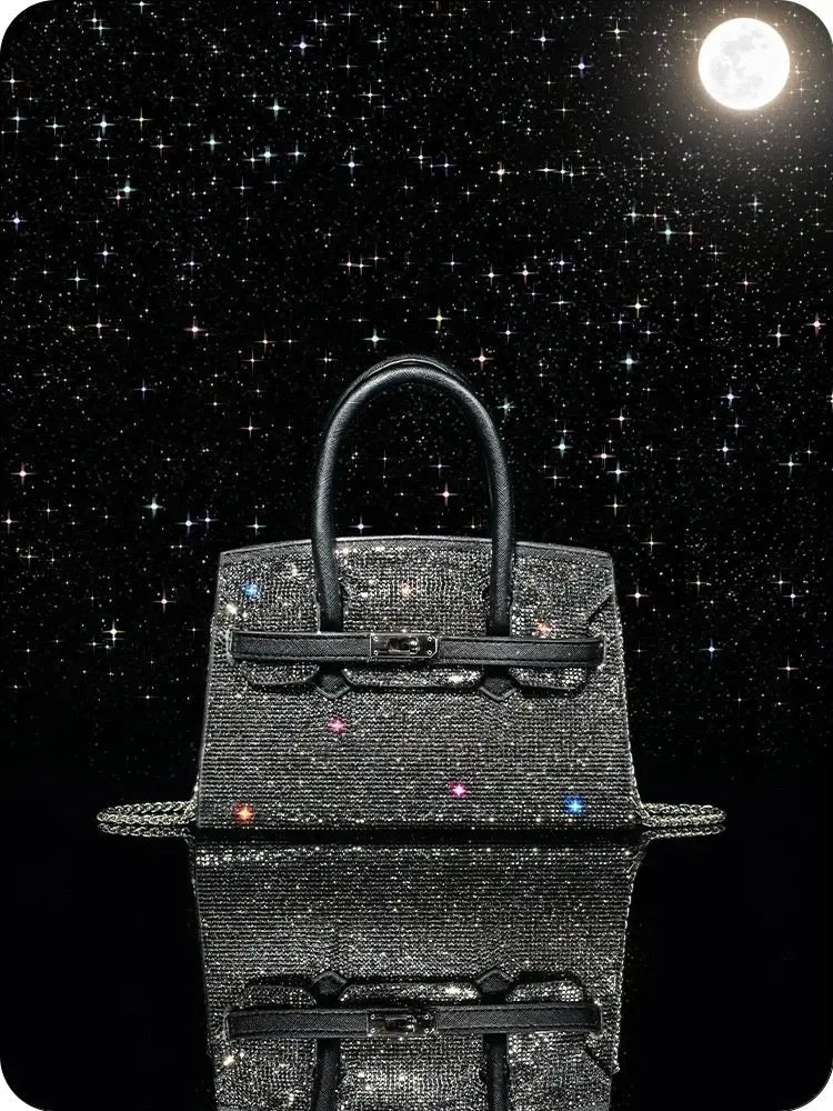 Rhinestone bag 2025 trendy high-end silver crossbody bag diamond-studded light luxury handbag platinum bag FairWonder