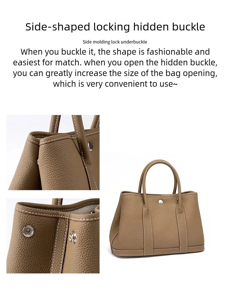 Silver buckle garden retro bag, soft leather women's bag, pebbled hand shoulder bag, versatile for commuting FairWonder