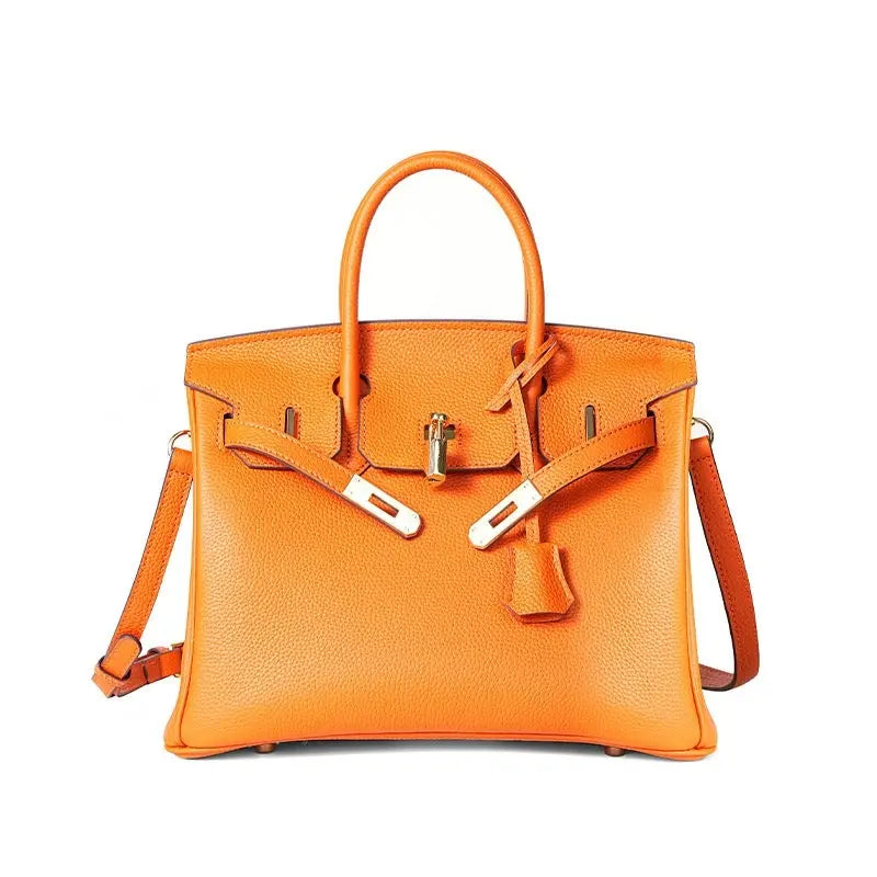 Togo first layer cowhide handmade platinum bag, lychee grain genuine leather women's bag lock buckle high-end handbag FairWonder