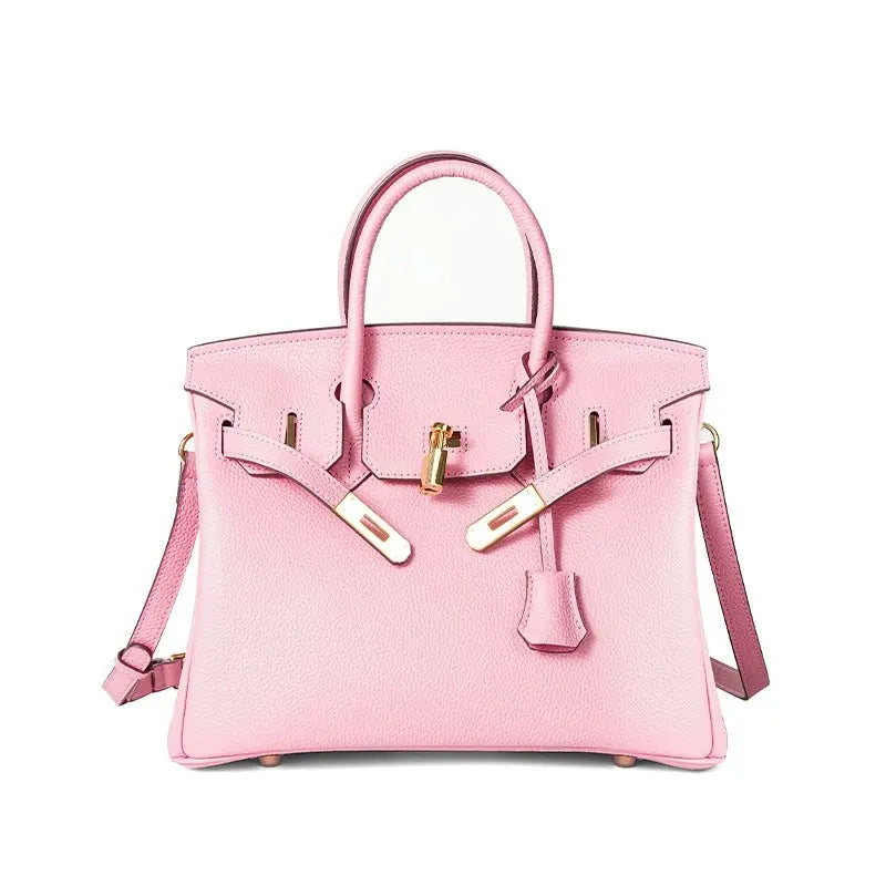 Togo first layer cowhide handmade platinum bag, lychee grain genuine leather women's bag lock buckle high-end handbag FairWonder