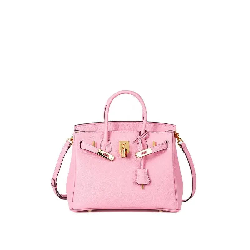 Togo first layer cowhide handmade platinum bag, lychee grain genuine leather women's bag lock buckle high-end handbag FairWonder