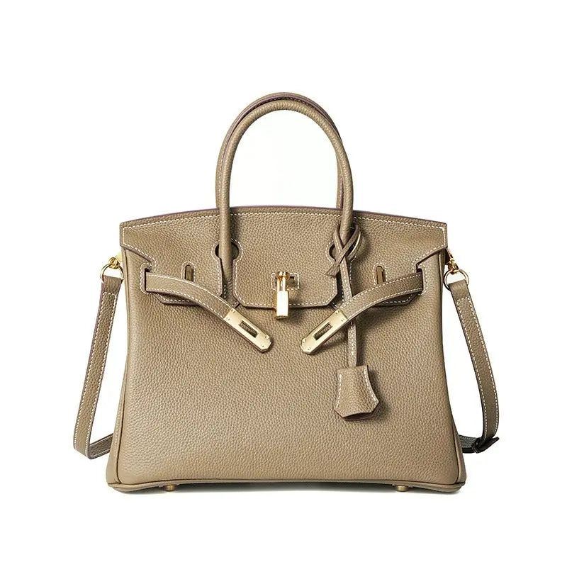 Togo first layer cowhide handmade platinum bag, lychee grain genuine leather women's bag lock buckle high-end handbag FairWonder