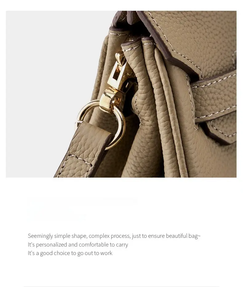 Togo first layer cowhide handmade platinum bag, lychee grain genuine leather women's bag lock buckle high-end handbag FairWonder