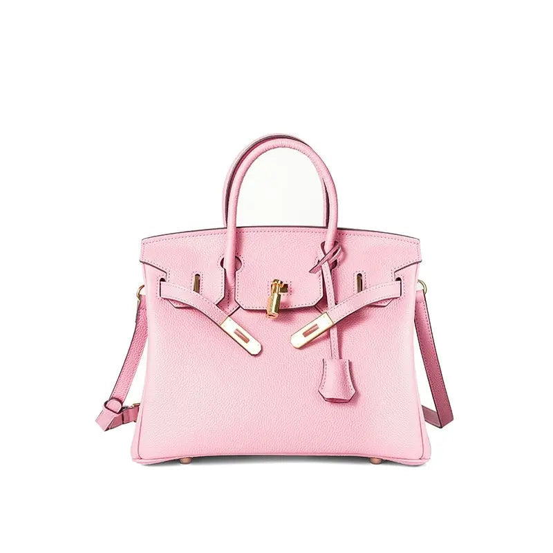 Togo first layer cowhide handmade platinum bag, lychee grain genuine leather women's bag lock buckle high-end handbag FairWonder