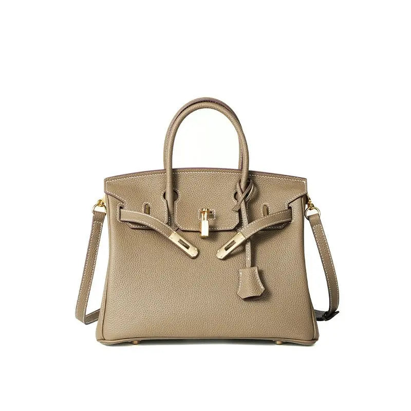 Togo first layer cowhide handmade platinum bag, lychee grain genuine leather women's bag lock buckle high-end handbag FairWonder