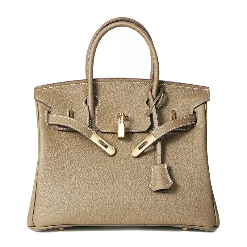 Togo first layer cowhide handmade platinum bag, lychee grain genuine leather women's bag lock buckle high-end handbag FairWonder