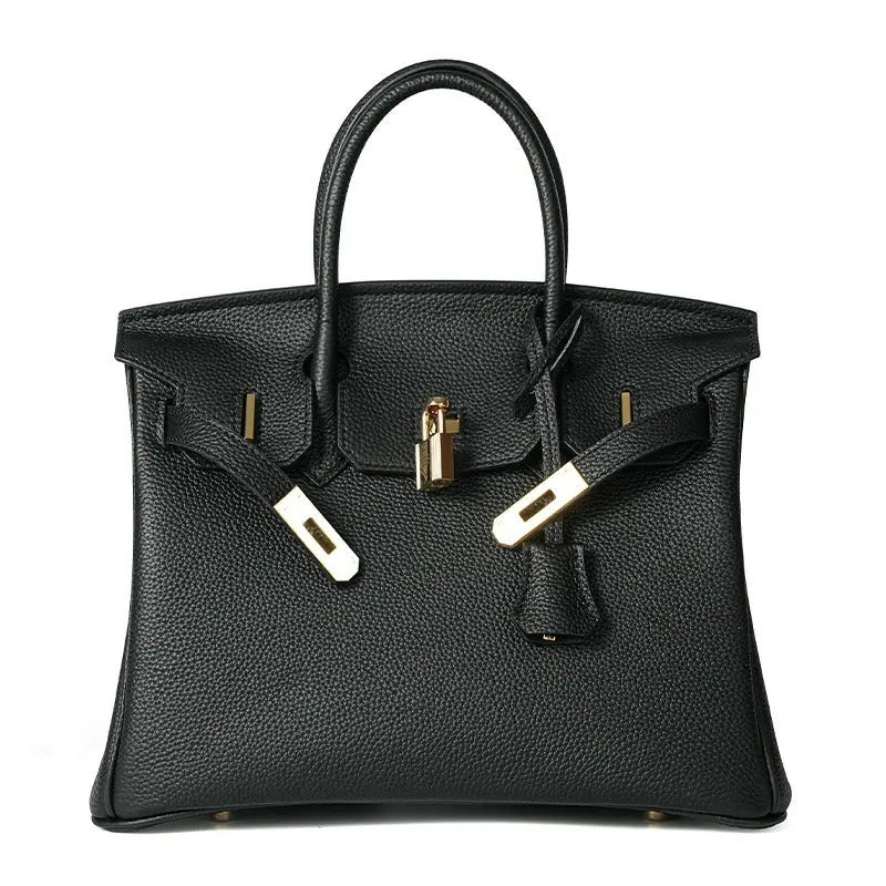 Togo first layer cowhide handmade platinum bag, lychee grain genuine leather women's bag lock buckle high-end handbag FairWonder