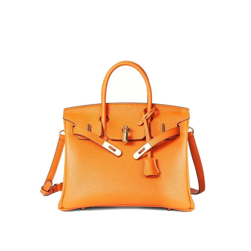 Togo first layer cowhide handmade platinum bag, lychee grain genuine leather women's bag lock buckle high-end handbag FairWonder