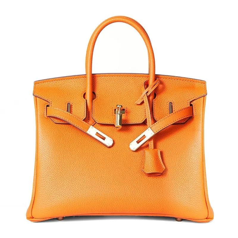 Togo first layer cowhide handmade platinum bag, lychee grain genuine leather women's bag lock buckle high-end handbag FairWonder