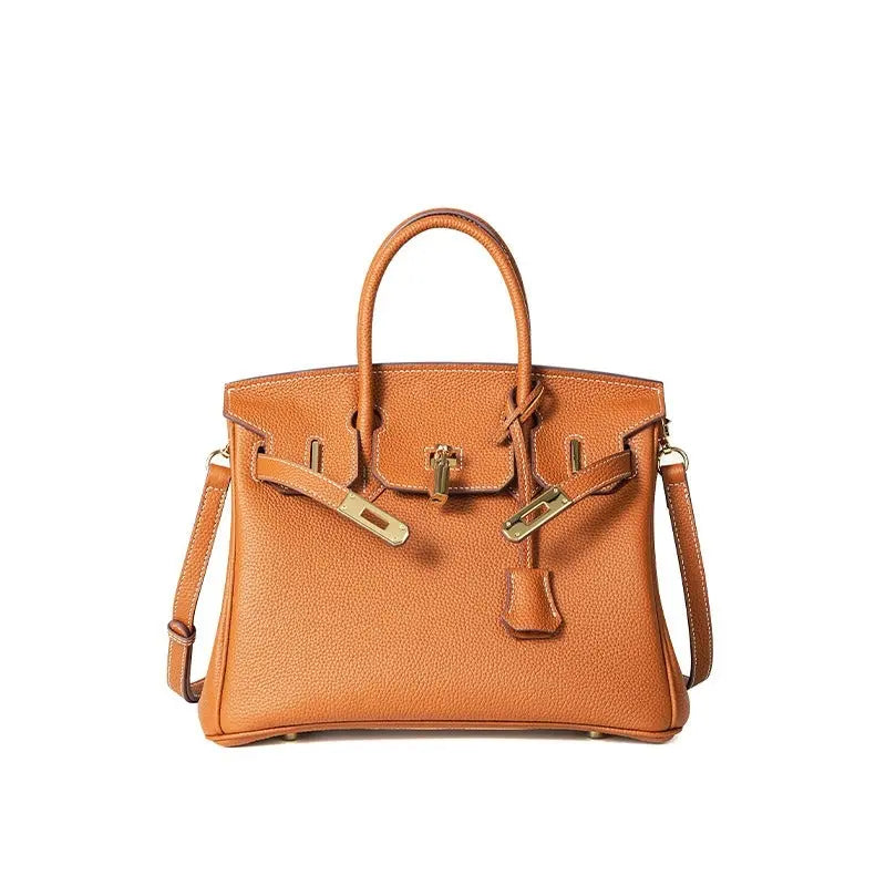 Togo first layer cowhide handmade platinum bag, lychee grain genuine leather women's bag lock buckle high-end handbag FairWonder