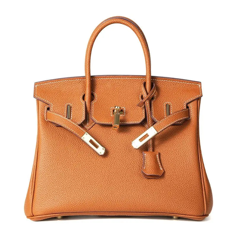 Togo first layer cowhide handmade platinum bag, lychee grain genuine leather women's bag lock buckle high-end handbag FairWonder