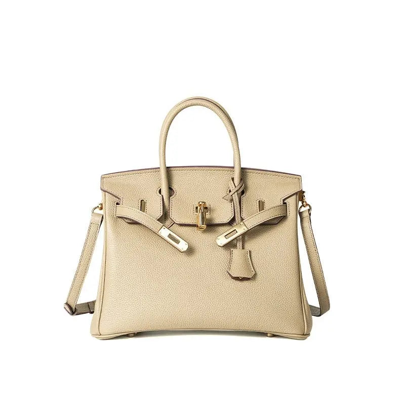 Togo first layer cowhide handmade platinum bag, lychee grain genuine leather women's bag lock buckle high-end handbag FairWonder