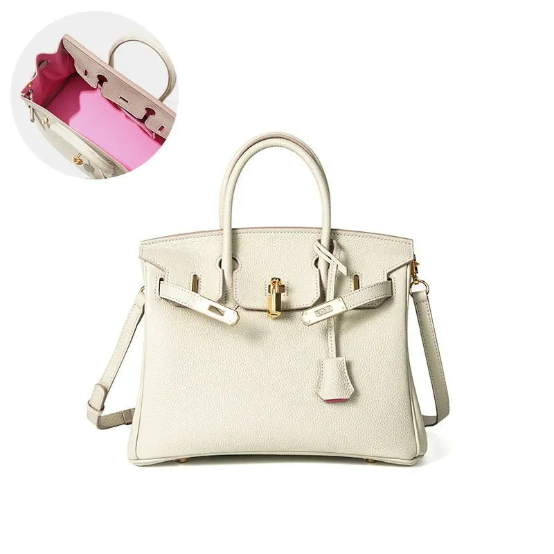 Togo first layer cowhide handmade platinum bag, lychee grain genuine leather women's bag lock buckle high-end handbag FairWonder