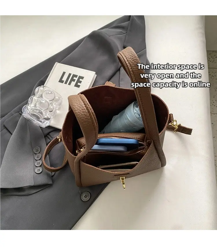 Women's Elegant Minimalist Handbag, Trendy Vintage Bucket Bag, Chic All-match Handbag for Daily & Work Use, Valentine's Day, Gift FairWonder