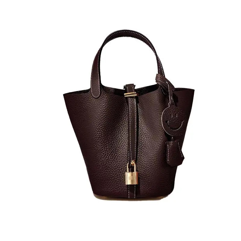 Women's Fashionable Plain Color Leather Handbags, Casual Versatile Textured Handbag with Lock Design, Trendy All-match Handbag for Daily Use FairWonder