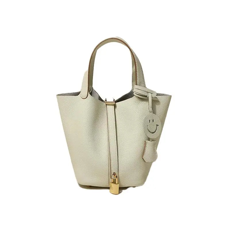 Women's Fashionable Plain Color Leather Handbags, Casual Versatile Textured Handbag with Lock Design, Trendy All-match Handbag for Daily Use FairWonder