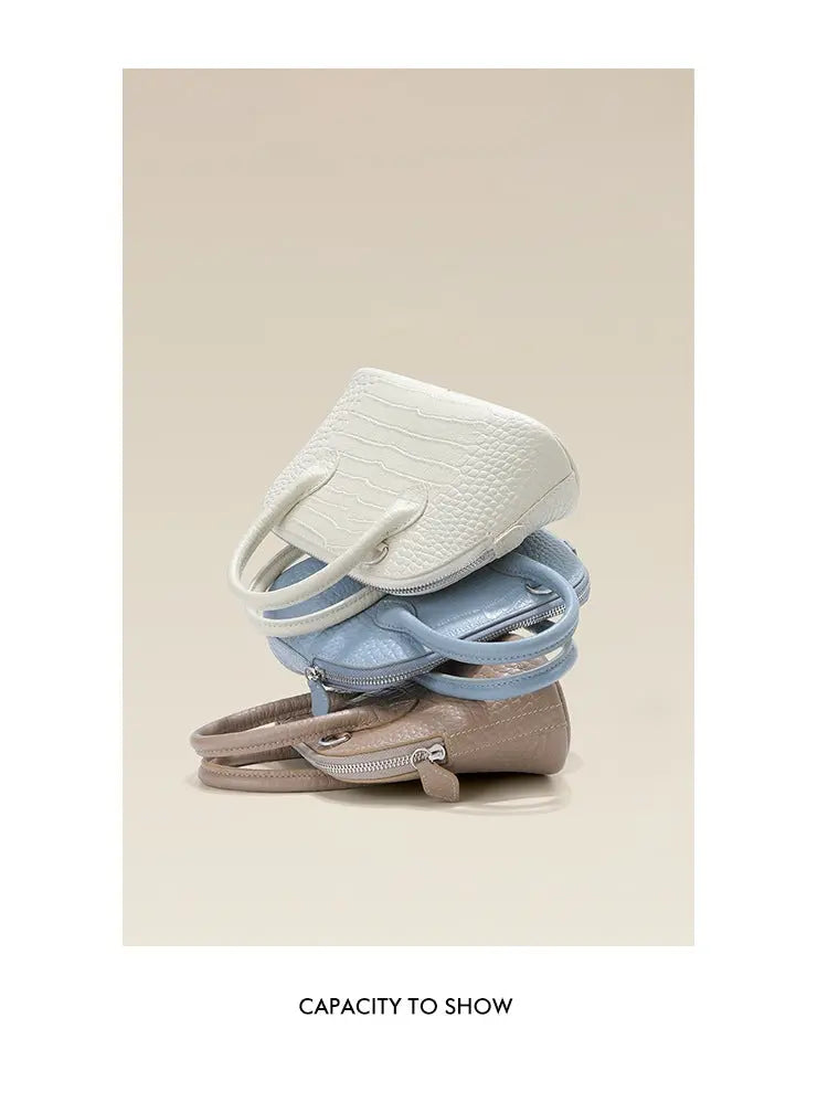 Women's bag 2025 new shell bag crocodile leather handbag crossbody bowling bag FairWonder