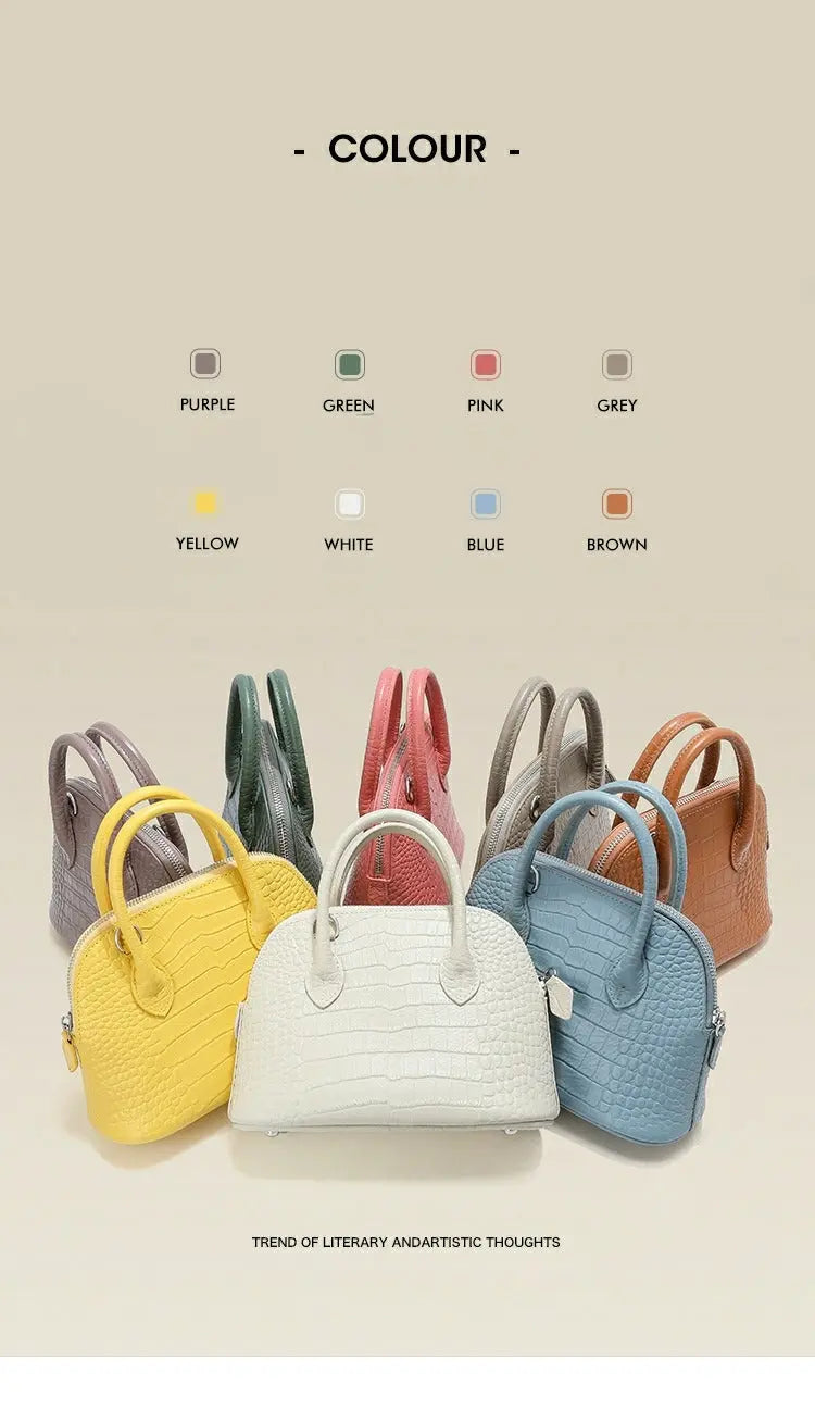 Women's bag 2025 new shell bag crocodile leather handbag crossbody bowling bag FairWonder