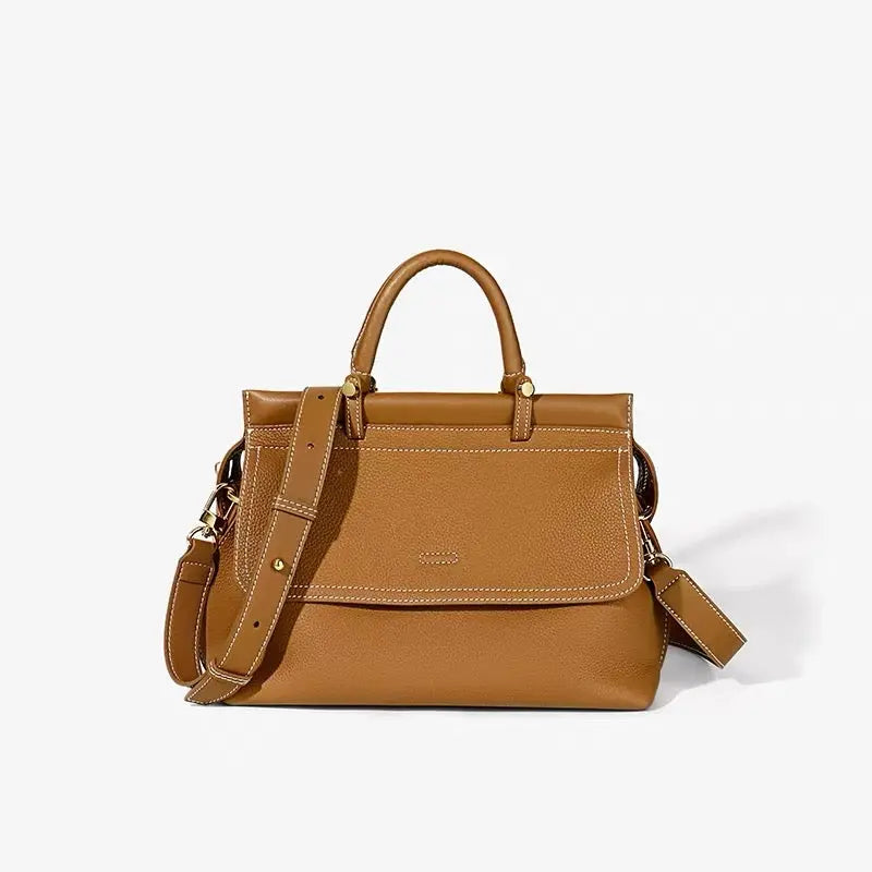 Women's versatile simple handbag cowhide large capacity light luxury shoulder commuter messenger bag FairWonder