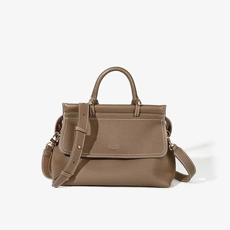 Women's versatile simple handbag cowhide large capacity light luxury shoulder commuter messenger bag FairWonder