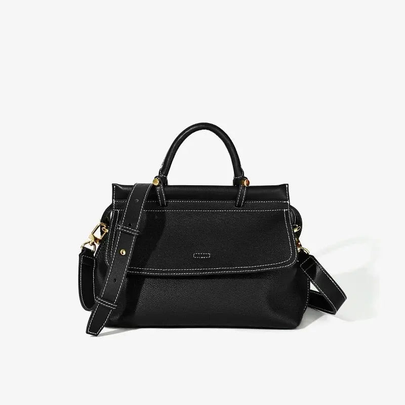 Women's versatile simple handbag cowhide large capacity light luxury shoulder commuter messenger bag FairWonder