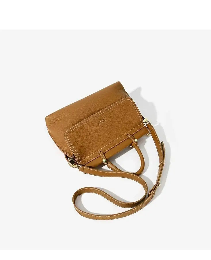 Women's versatile simple handbag cowhide large capacity light luxury shoulder commuter messenger bag FairWonder