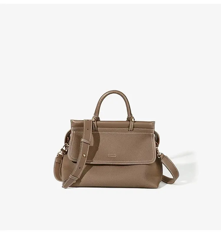 Women's versatile simple handbag cowhide large capacity light luxury shoulder commuter messenger bag FairWonder