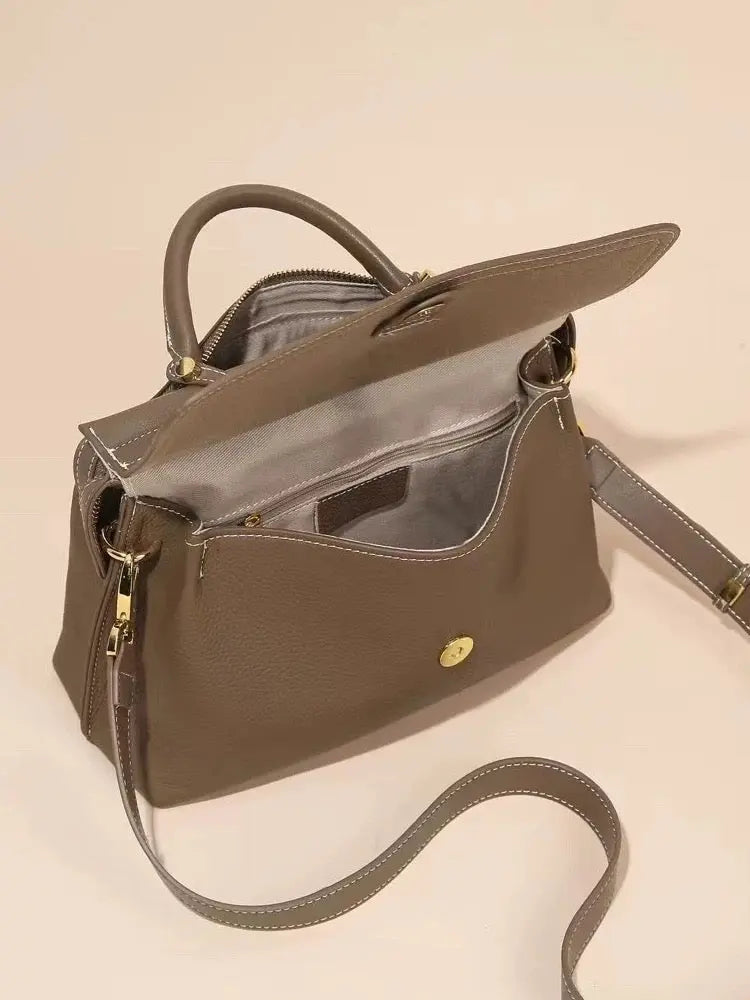 Women's versatile simple handbag cowhide large capacity light luxury shoulder commuter messenger bag FairWonder